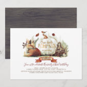 Little Pumpkin Woodland Animals Herfst Verjaardag Kaart (Voorkant / Achterkant)