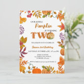 Little Pumpkin wordt twee 2e Meisje Verjaardag Kaart (Staand voorkant)