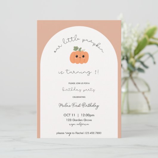 Little Pumpkin's Eerste Verjaardag Kaart (Staand voorkant)