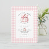 Little Pumpkin's Pink Gingham-Baby shower Kaart (Staand voorkant)