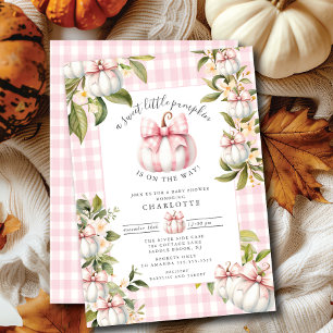 Little Pumpkin's Pink Gingham-Baby shower Kaart