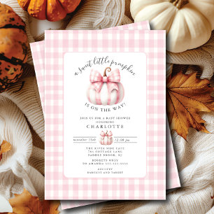 Little Pumpkin's Pink Gingham-Baby shower Kaart