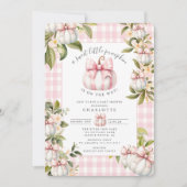 Little Pumpkin's Pink Gingham-Baby shower Kaart (Voorkant)
