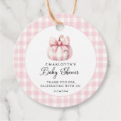 Little Pumpkin's Pink Gingham Bedankjes Labels (Voorkant)