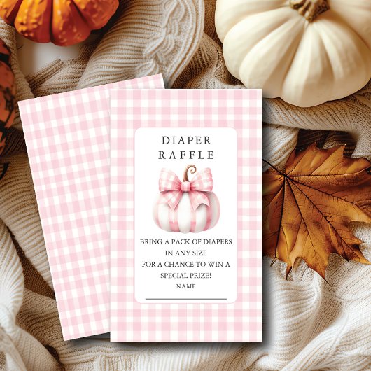 Little Pumpkin's Pink Gingham Luier Raffle Ticket Informatiekaartje