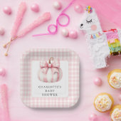 Little Pumpkin's Pink Gingham Papieren Bordje (Feest)