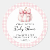 Little Pumpkin's Pink Gingham Ronde Sticker (Voorkant)