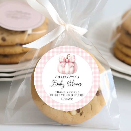 Little Pumpkin's Pink Gingham Ronde Sticker