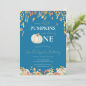 Little Pumpkins Twin 1e Verjaardag Waterverf Herfs Kaart (Staand voorkant)