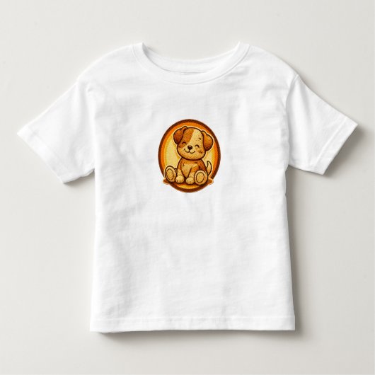Little Puppy Cute Retro Patch Toddler T-Shirt (Voorkant)