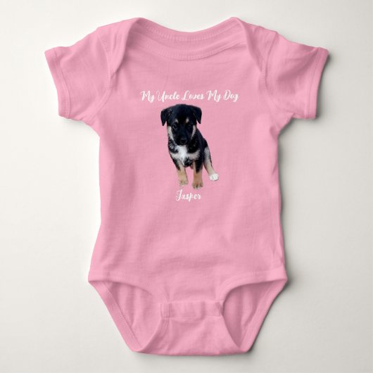 Little Pup's Pal: Gepersonaliseerde hondenfoto Bab Romper (Voorkant)