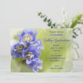 LIttle Purple Flowers Graduation Party Invitation Kaart (Staand voorkant)