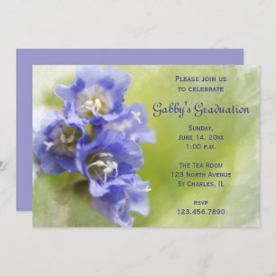 LIttle Purple Flowers Graduation Party Invitation Kaart