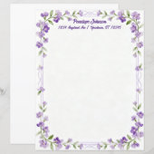 Little Purple Flowers on a Frame Stationery Paper (Voorkant / Achterkant)