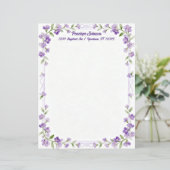 Little Purple Flowers on a Frame Stationery Paper (Staand voorkant)