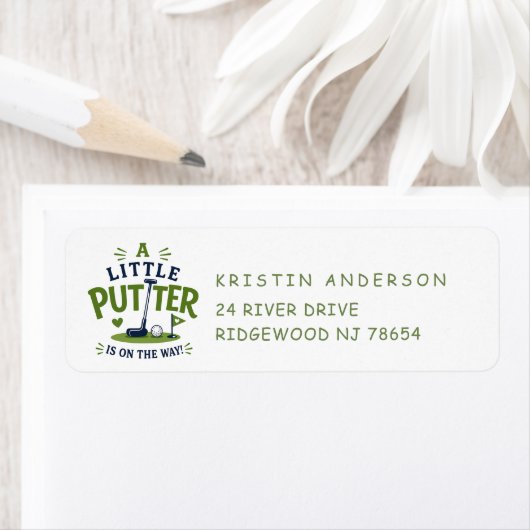 Little Putter Baby Shower Adreslabel Etiket (Insitu)