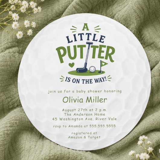 Little Putter Baby Shower Golfbal Kaart