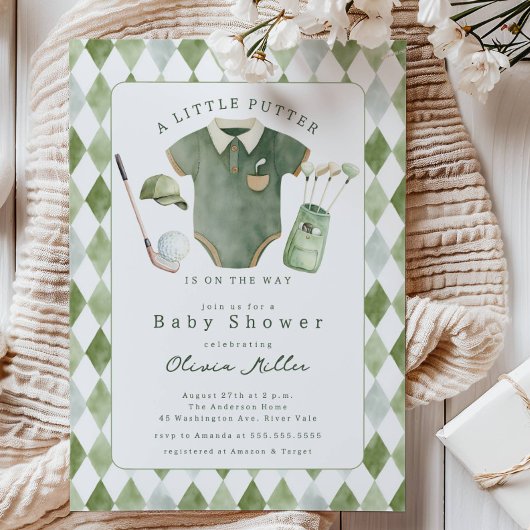 Little Putter Baby Shower Invitation Kaart