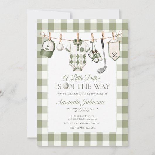 Little Putter Baby Shower Uitnodiging (Voorkant)