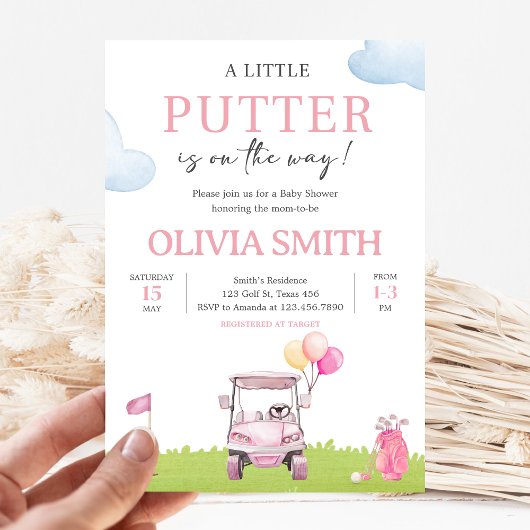 Little Putter Golf Baby Shower Kaart