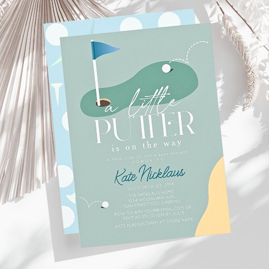Little Putter Golf Course Fairway Boy Baby Shower Kaart