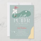 Little Putter Golf Fairway Bow Girl Baby Shower Kaart (Voorkant)