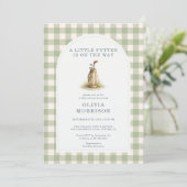 Little Putter Golf Gingham Baby Shower Kaart (Staand voorkant)