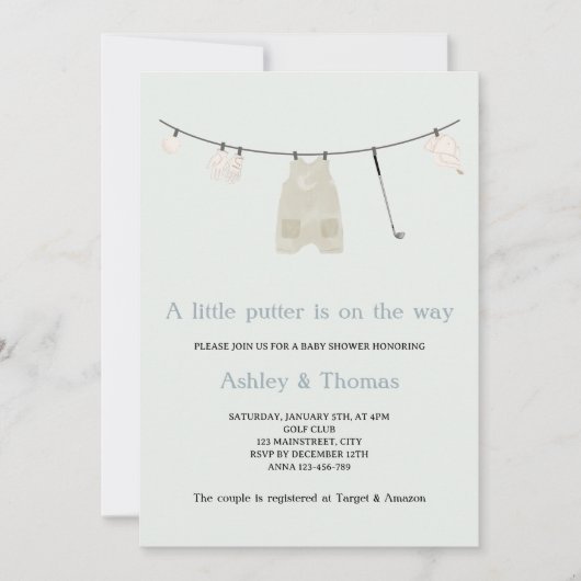 Little Putter Golf Schattige Genderneutraal Baby s Kaart (Voorkant)