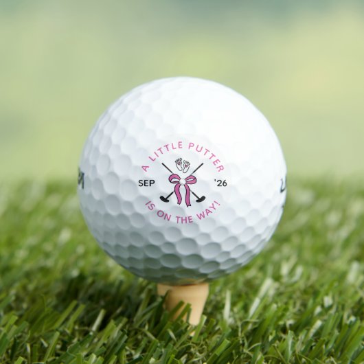 Little Putter Golf Zwangerschapsaankondiging Roze Golfballen (Insitu Shirt)