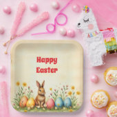 Little Rabbit and Easter Eggs Populair Collectie Papieren Bordje (Feest)