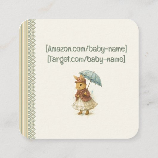 Little Rabbit Baby Shower for Girl Informatiekaartje (Achterkant)