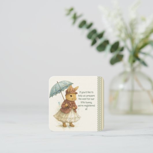 Little Rabbit Baby Shower for Girl Informatiekaartje (Staand voorkant)