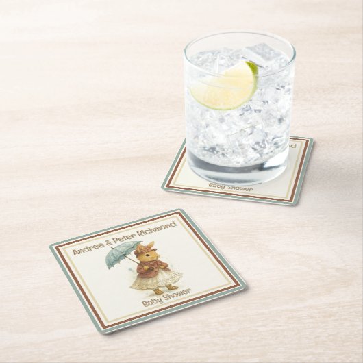 Little Rabbit Baby Shower for Girl Kartonnen Onderzetters (Insitu)