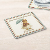 Little Rabbit Baby Shower for Girl Kartonnen Onderzetters (Schuin)
