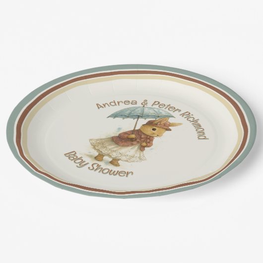 Little Rabbit Baby Shower for Girl Papieren Bordje (Gekanteld)