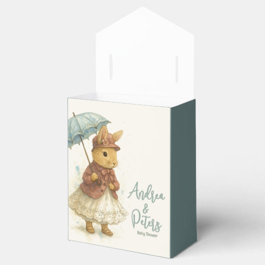Little Rabbit Baby shower Groen-grijs Kleur Bedankdoosjes (Geopend)