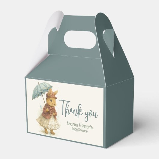Little Rabbit Baby shower Groen-grijs Kleur Bedankdoosjes (Voorkant Zijde)