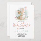Little Rabbit Baby shower Invitation Kaart (Voorkant / Achterkant)