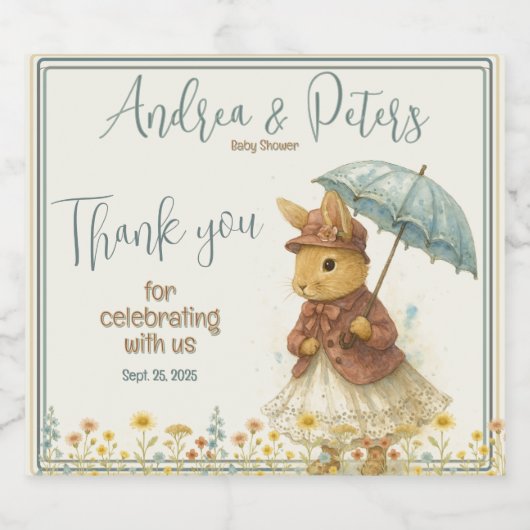 Little Rabbit Baby shower voor Meisje Bier Etiket (Enkel label)