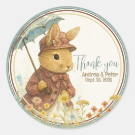 Little Rabbit Baby shower voor Meisje Ronde Sticker