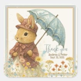 Little Rabbit Baby shower voor Meisje Vierkante Sticker