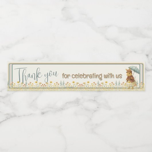 Little Rabbit Baby shower voor Meisje Waterfles Etiket (Enkel label)