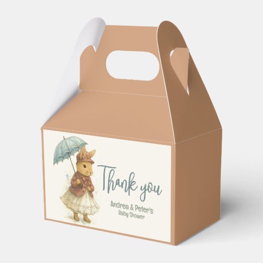 Little Rabbit Baby shower Zachte karamel Kleur Bedankdoosjes (Voorkant Zijde)