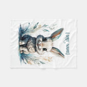 Little Rabbit Blue gepersonaliseerd Fleece Deken (Voorkant (Horizontaal))