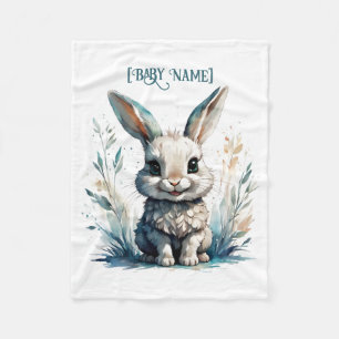 Little Rabbit Blue gepersonaliseerd Fleece Deken