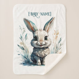 Little Rabbit Blue gepersonaliseerd Sherpa Deken