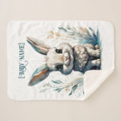 Little Rabbit Blue gepersonaliseerd Sherpa Deken (Voorkant (horizontaal))