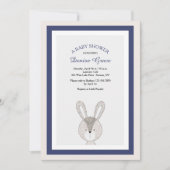Little Rabbit Blue Invitation Kaart (Voorkant)