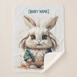 Little Rabbit gepersonaliseerd Sherpa Deken
