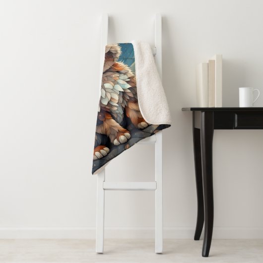 Little Rabbit Night Sky Glas in lood Sherpa Deken (In situ)